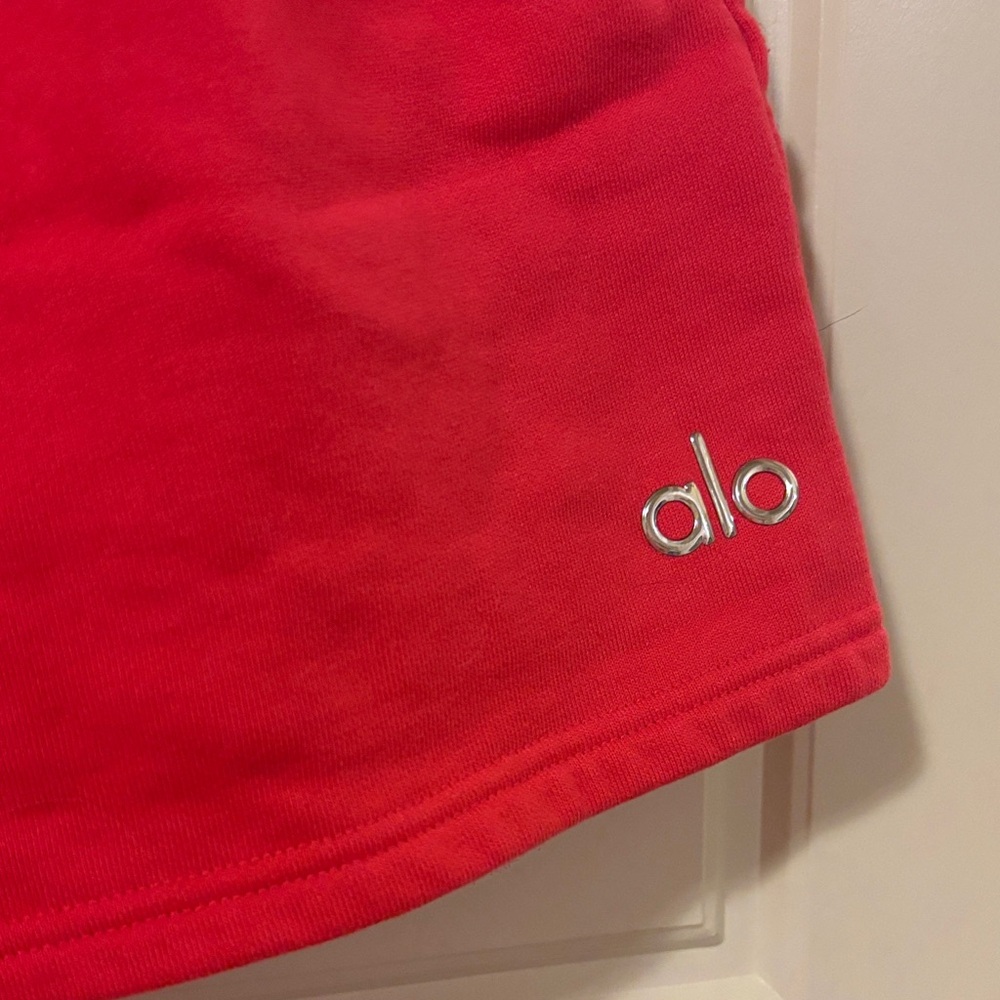 ALO Yoga Candy Red Athletic Lounge Shorts - Picture 2 of 4